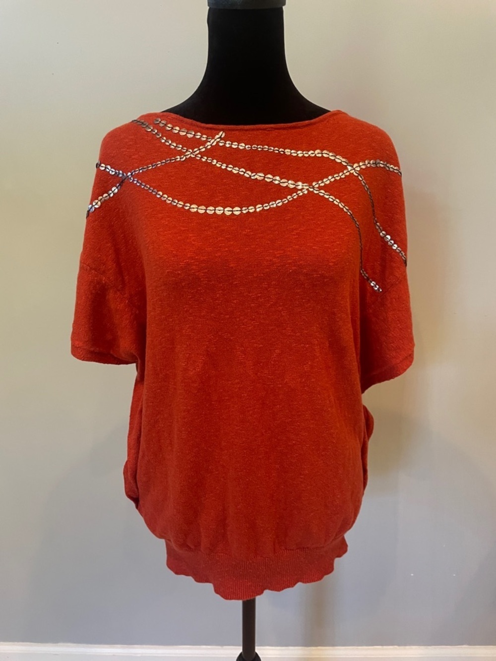Embellished Rust Short-Sleeve Top boho vibes